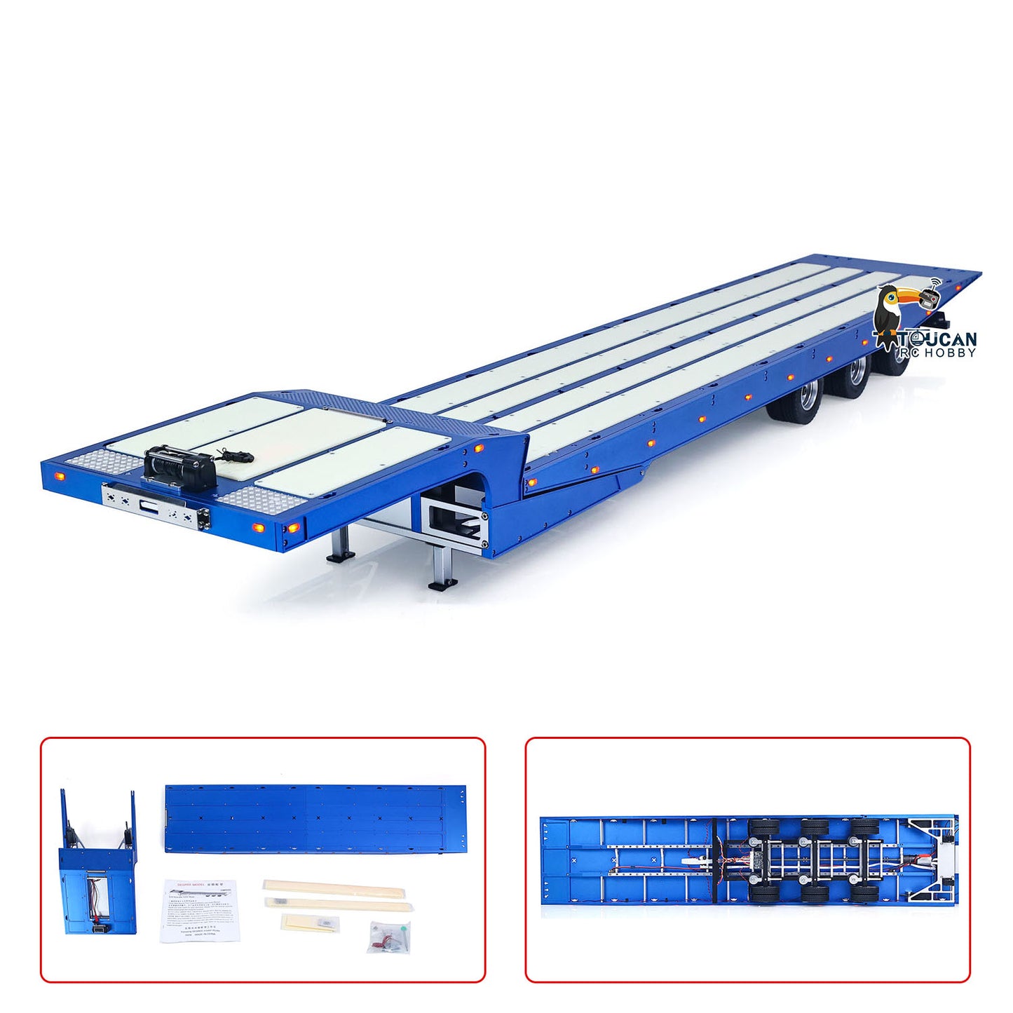 Degree Metal 3Axle Trailer 994 Electric Support Leg Winch For 1/14 TAMIYA Remote Control Tractor Truck DIY Model RC Excavator