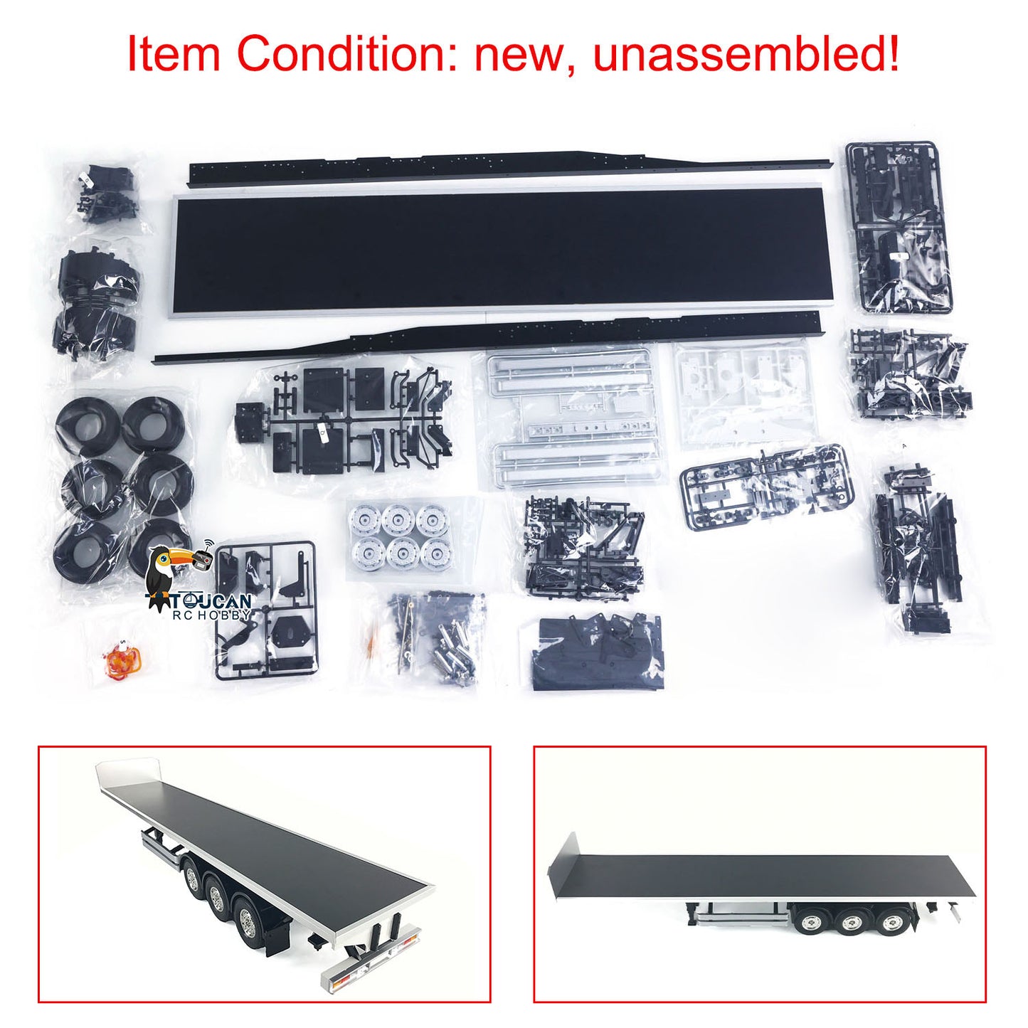 TOUCAN RC HOBBY 1/14 3 Axles Unpainted RC Reefer Semi-trailer Container Timber Flatbed Semi Tractor Truck KIT DIY Electric Car Hobby Models