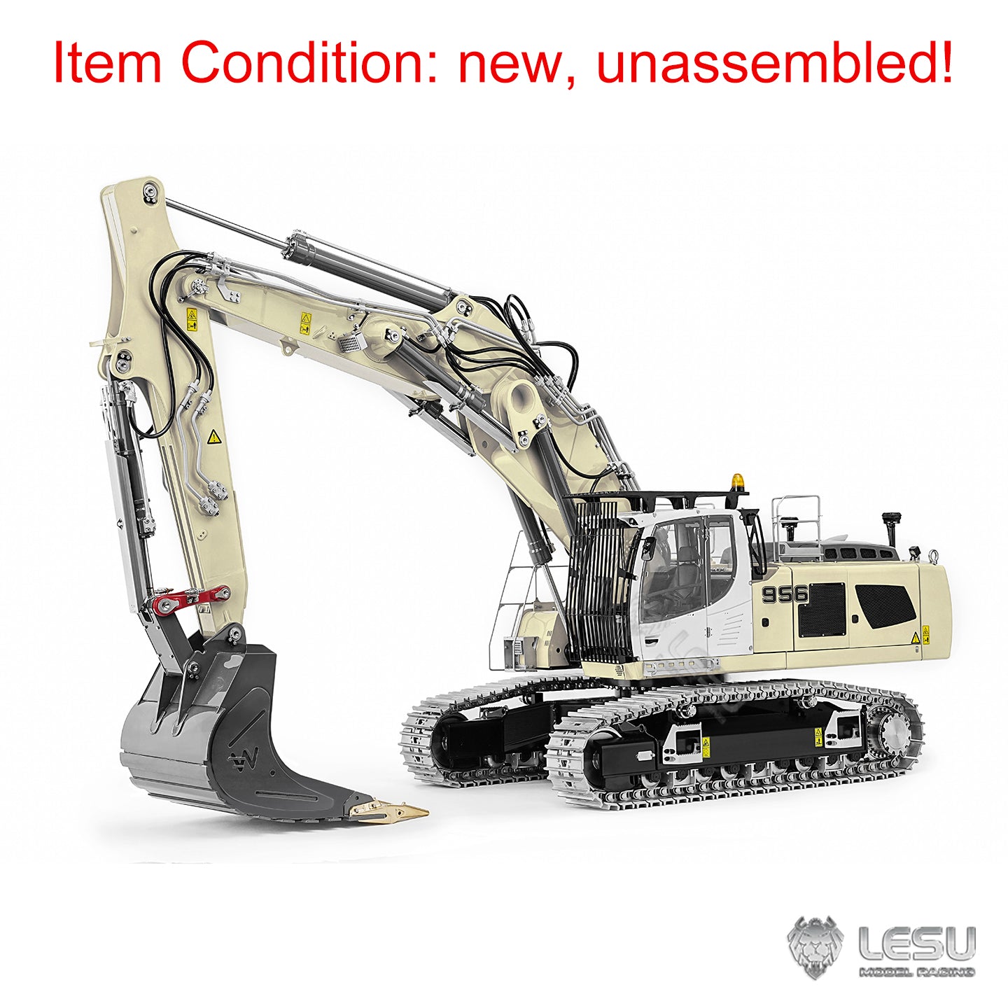 Metal LESU 1/14 Radio Controlled Hydraulic Excavator Aoue LR956 KIT 3 Arms RC Digger Model 4MPA Dual Pumps 7CH Valve Light