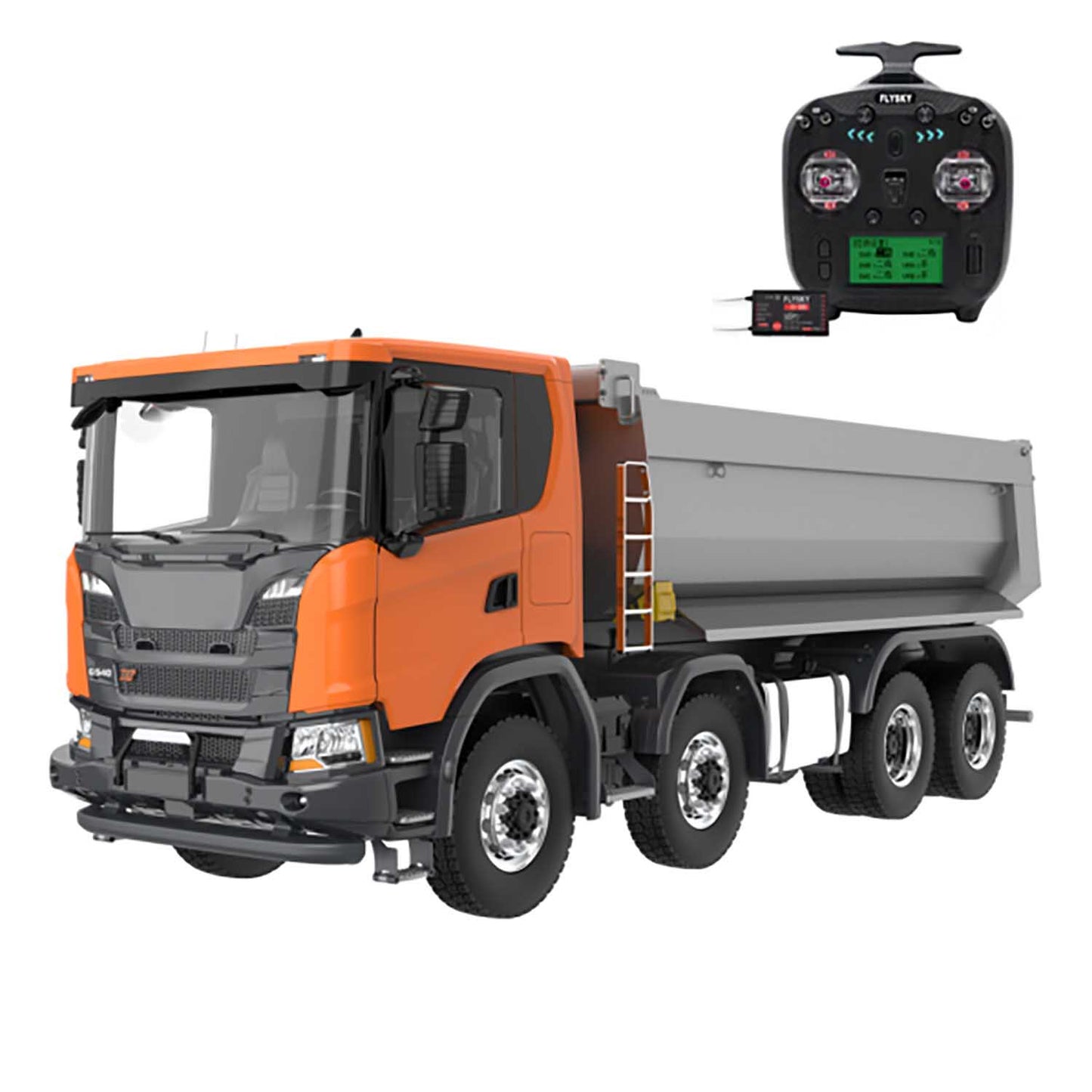 Double E 1/14 8X8 Remote Control Hydraulic Dump Truck 2Speed RC Model Tipper Metal Chassis Differential Lock FLYSKY ST8 Radio