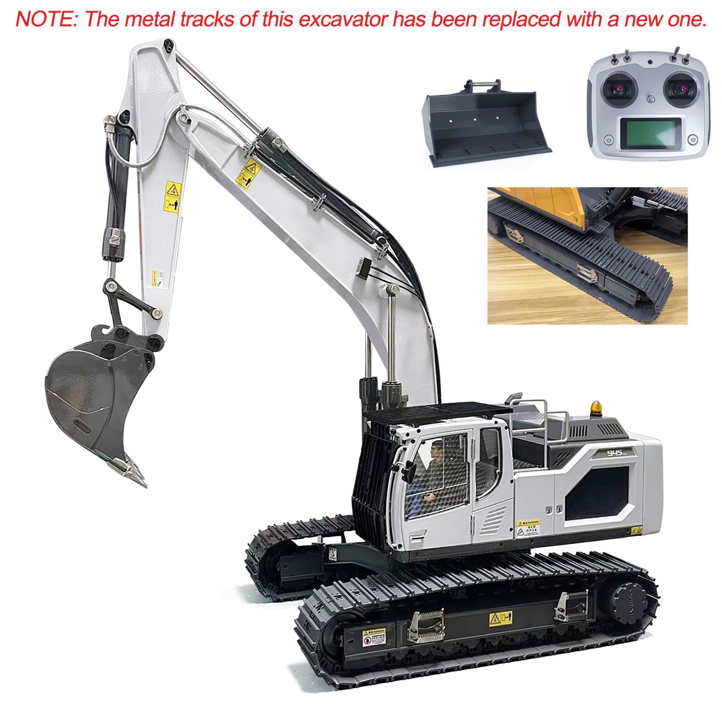 In Stock 1/14 945 Hydraulic RC Excavator Metal Remote Control Construction Truck Model