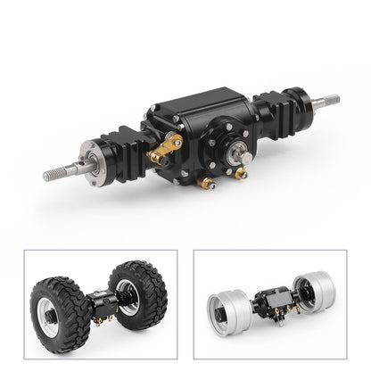 LESU Metal Front/Rear Axle with Differential Lock/ Wheel Hub/ Plastic Wheel Tire for 1/14 RC Hydraulic Loader Aoue WA100M-8 RD-A0021 for Vehicle Enthusiast
