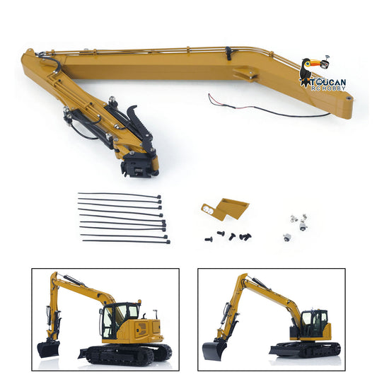 Extended Arm W/ Oil Cylinder Pipes Boom Spotlight for 1/14 C308 RC Hydraulic Excavator Remote Control Construction Vehicle
