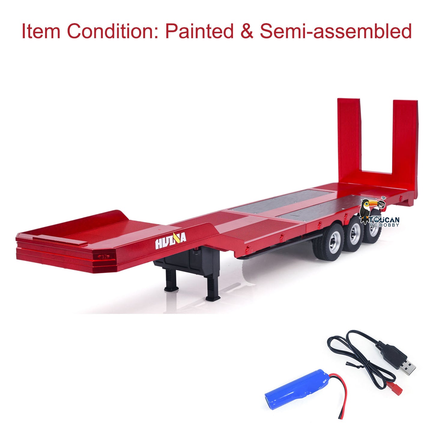 Fast Free Shipping 3 Axle Plastic Semi Trailer Flatbed 1502 for 1/18 Remote Control Tractor Truck HUINA 1501 RC Lorry Car Model Upgrade Parts