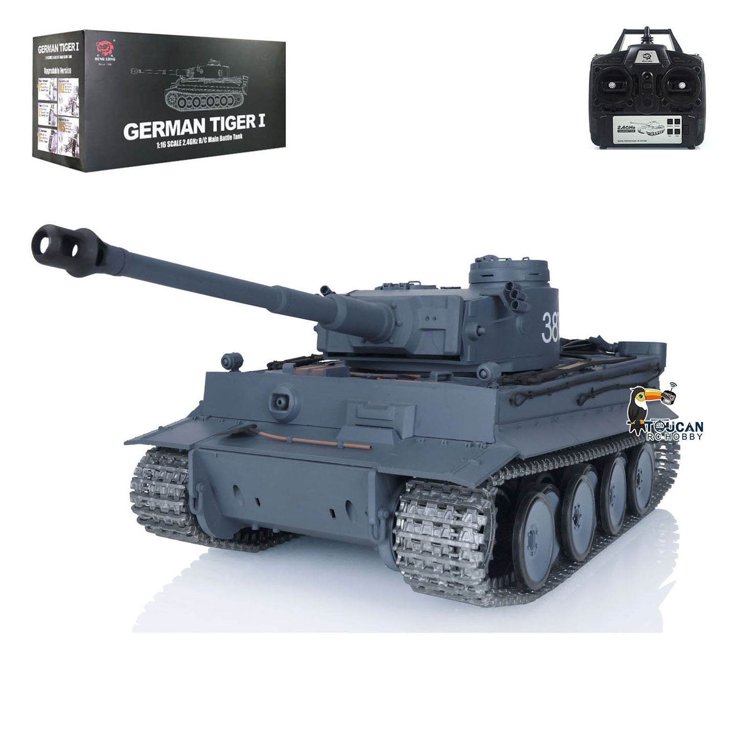 TOUCAN RC HOBBY Henglong 1/16 TK7.0 Promotion German Tiger I RTR RC Tank 3818 Infrared Combat BB Smoke Sounds Lights Metal Gearbox Tracks Sprockets Idlers Wheels