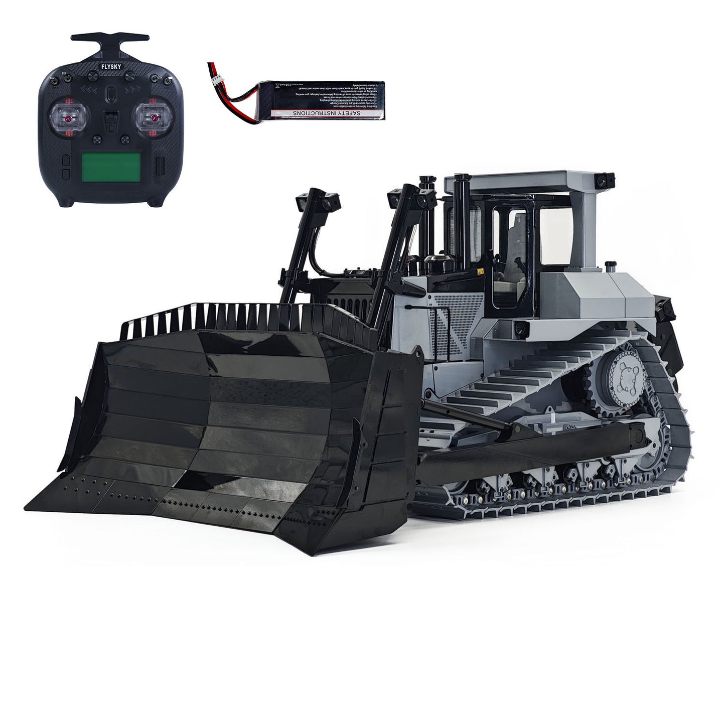 1:14 Metal Remote Control Hydraulic Bulldozer JDM-98 Ultra RC Heavy Machine Model Light System Flysky ST8 Radio Sound Battery