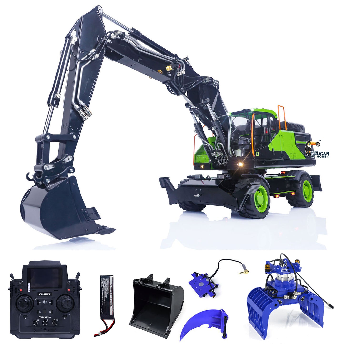 TOUCAN RC HOBBY MTModel EC380 Metal 1/14 RC Hydraulic Excavator 8-way Reversing Valve Grab FlySky PL18EV Radio Controller Sound Lights for Engineering Vehicle Enthusiasts