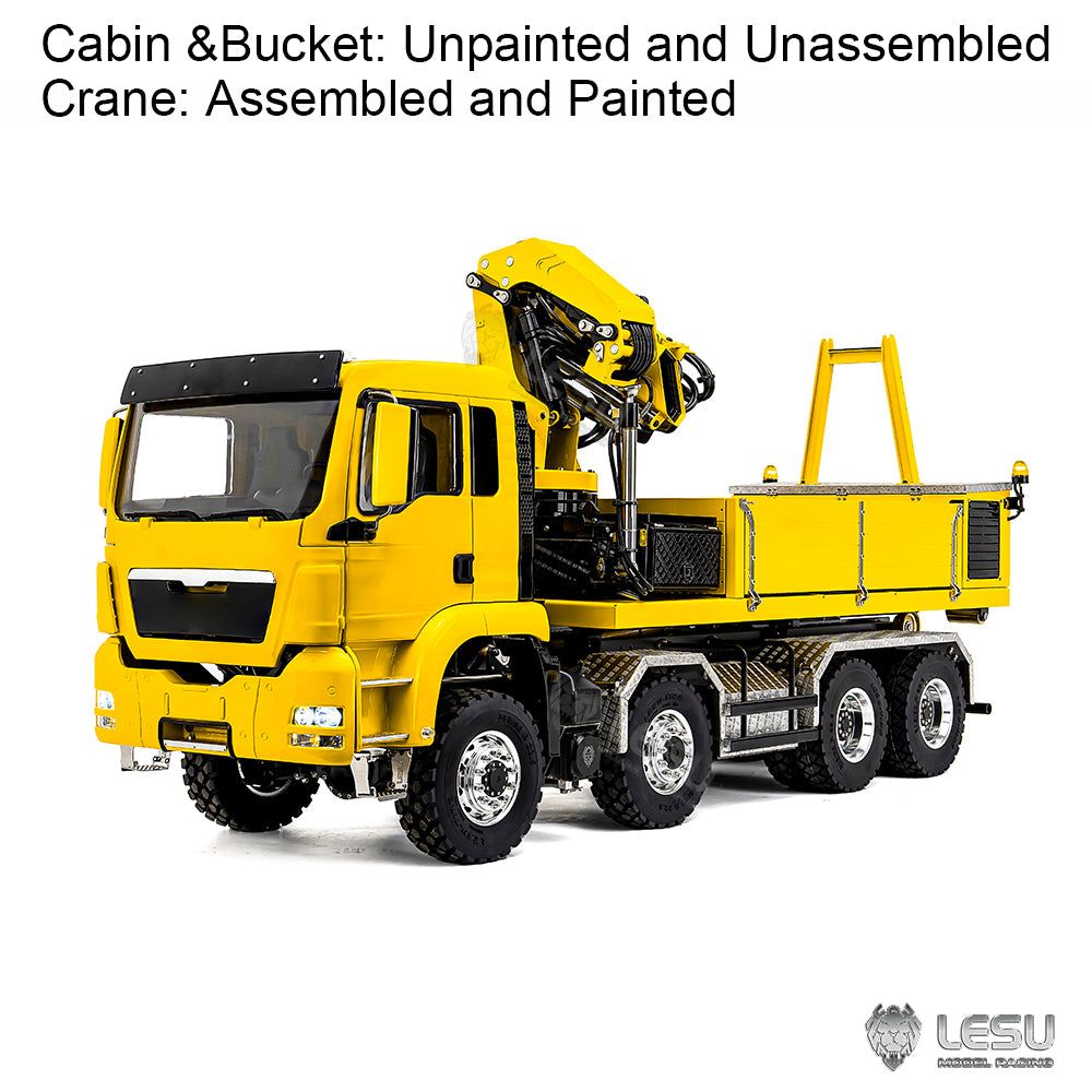 LESU 1/14 RC Hydraulic Roll on off Dumper Truck Crane Unassembled Plastic TGS Cabin Metal 8x8 Chassis Electric Tipper Axles Lock
