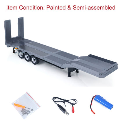 US Stock 73.5CM Plastic Semi Trailer Flatbed 1502 for 1/18 Remote Control Tractor Truck HUINA 1501 Electronic Support Legs Tail Board