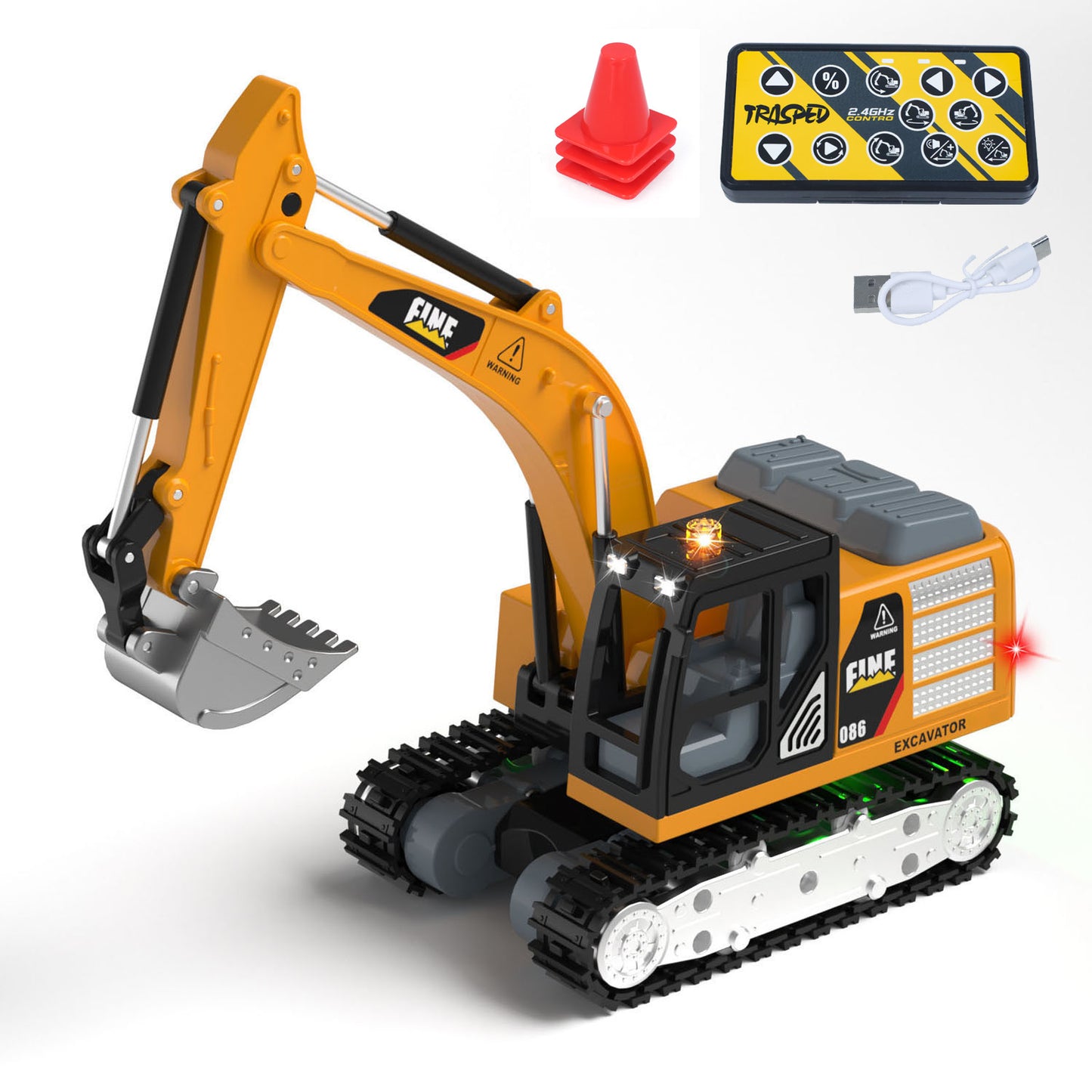 HG4-301 1/64 Alloy Electric RC Tracked Excavator Ready to Run Light Sound Unit Remote Control Digger Battery Multi Color Model