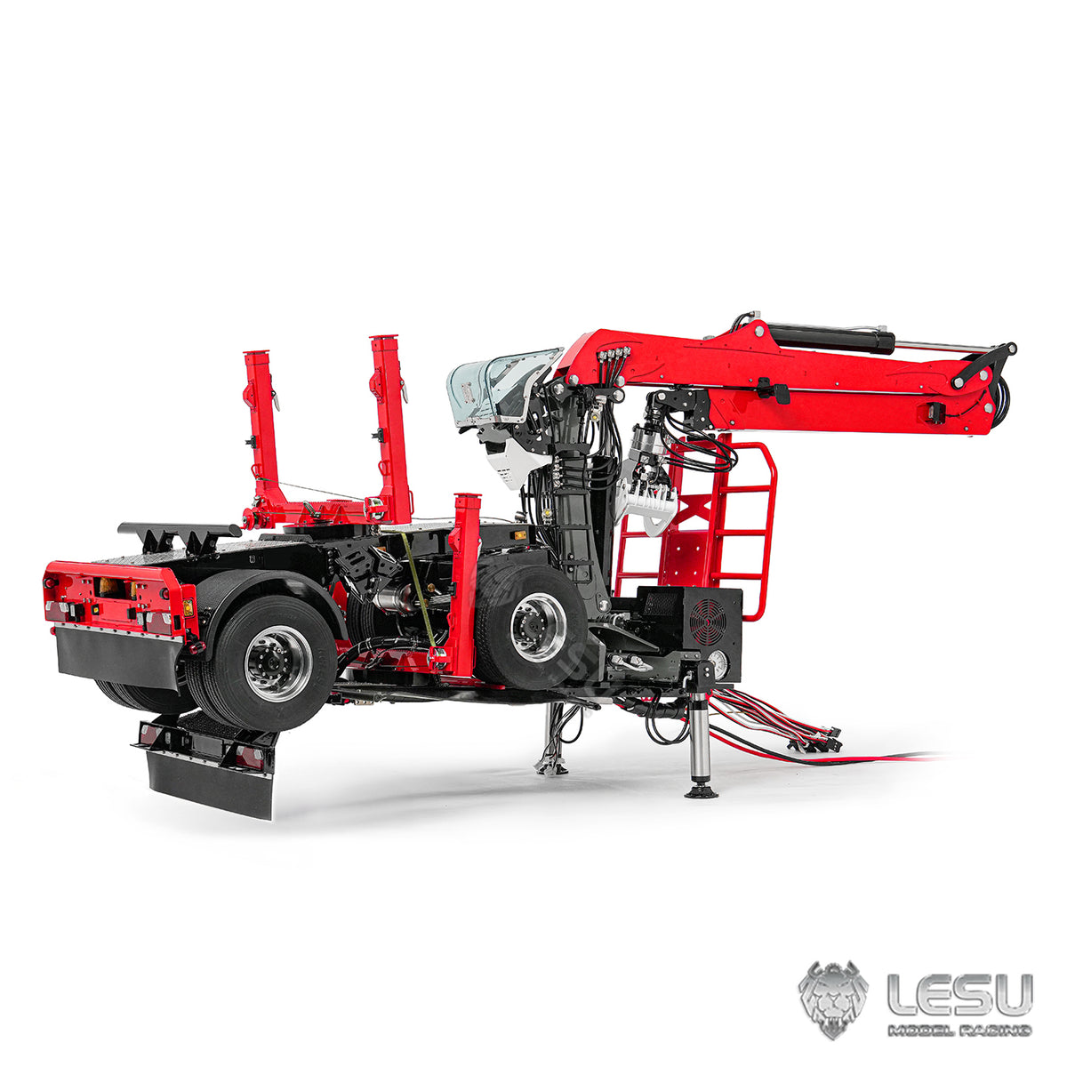 TOUCAN RC HOBBY LIMITED-TIME SALE LESU A0052 1/14 Metal Hydraulic RC Timber Transport Truck Mounting Base with 8CH Reversing Valve Grapple 360 Degree Crane 2Axles Trailer