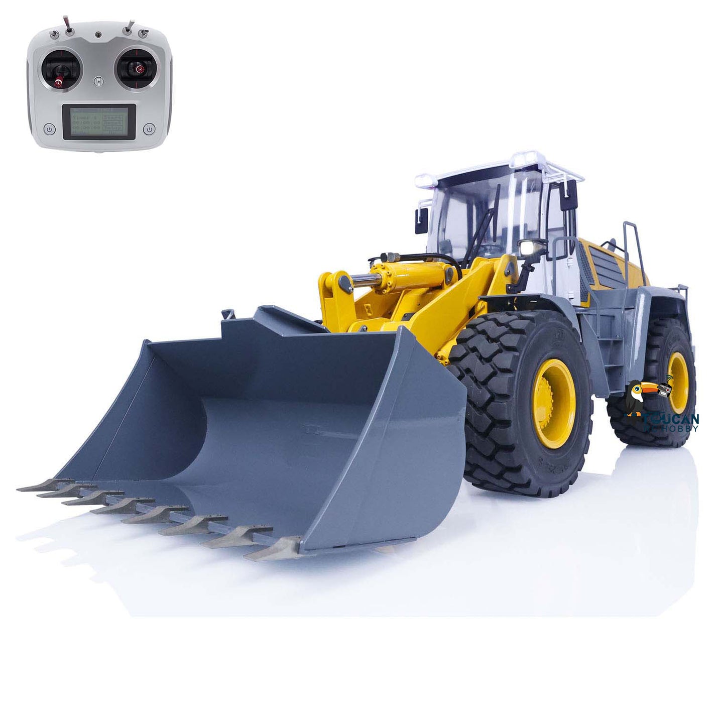 JZM Metal 1/14 580 Assembled Painted RC Hydraulic Loader Remote Contro ...