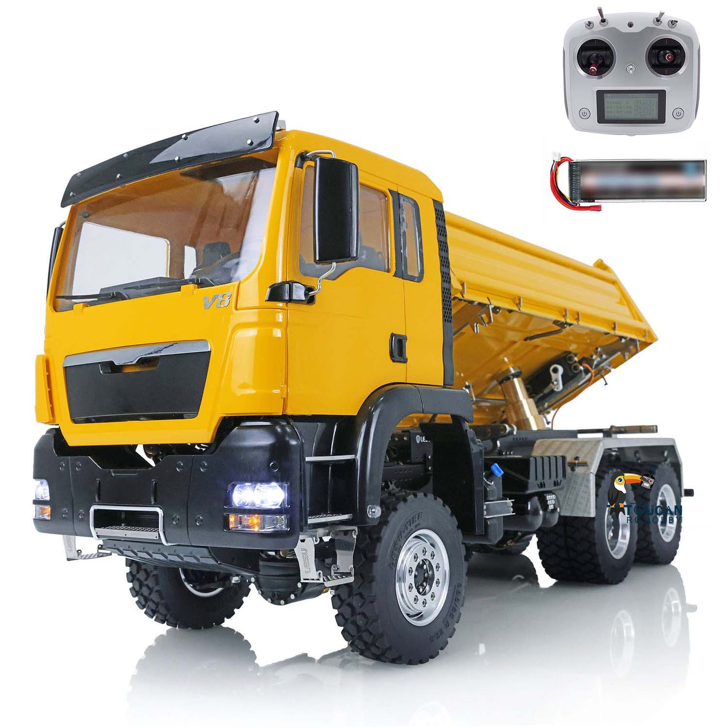 LESU 1/14 Metal 3 Ways RC Dumper Truck Model 3Speed Transmission Sound Light System Scale Vehicle for Engineering Vehicle Enthusiast