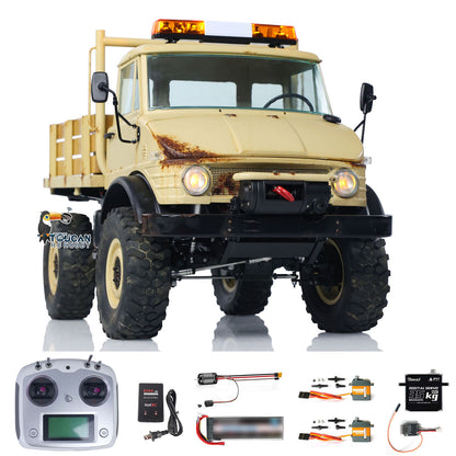 LESU UM406 1/10 Metal RC Off-Road Vehicle 2-Speed Transmission Winch Alloy Wheel Hubs Sound Light System FS I6S Controller for Outdoor Hobbyists
