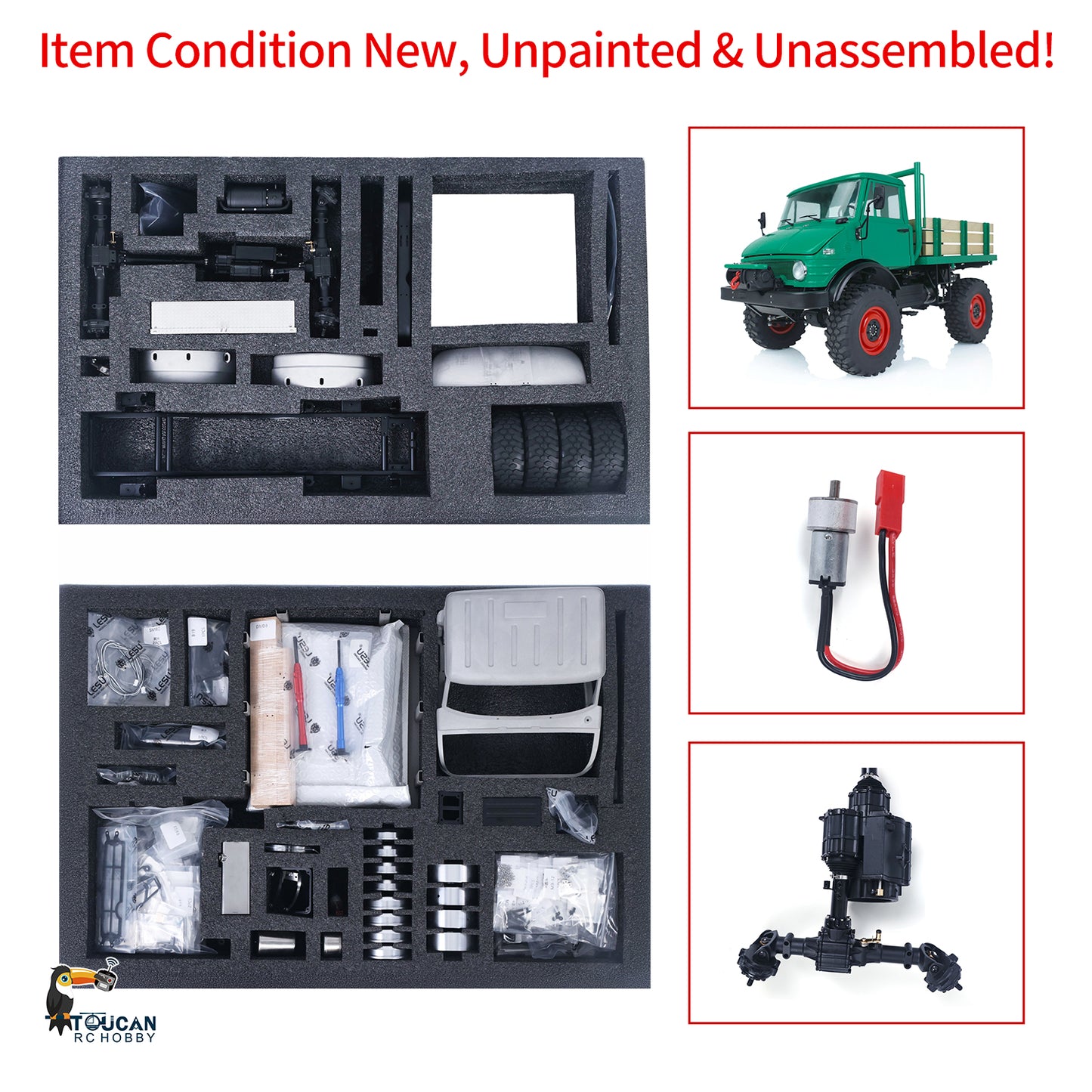 LESU RC Off-Road Truck Rubber Tyres Metal Carriage Wheel Hubs Battery Box for 1/10 Scale 4x4 U406 Remote Controlled Car