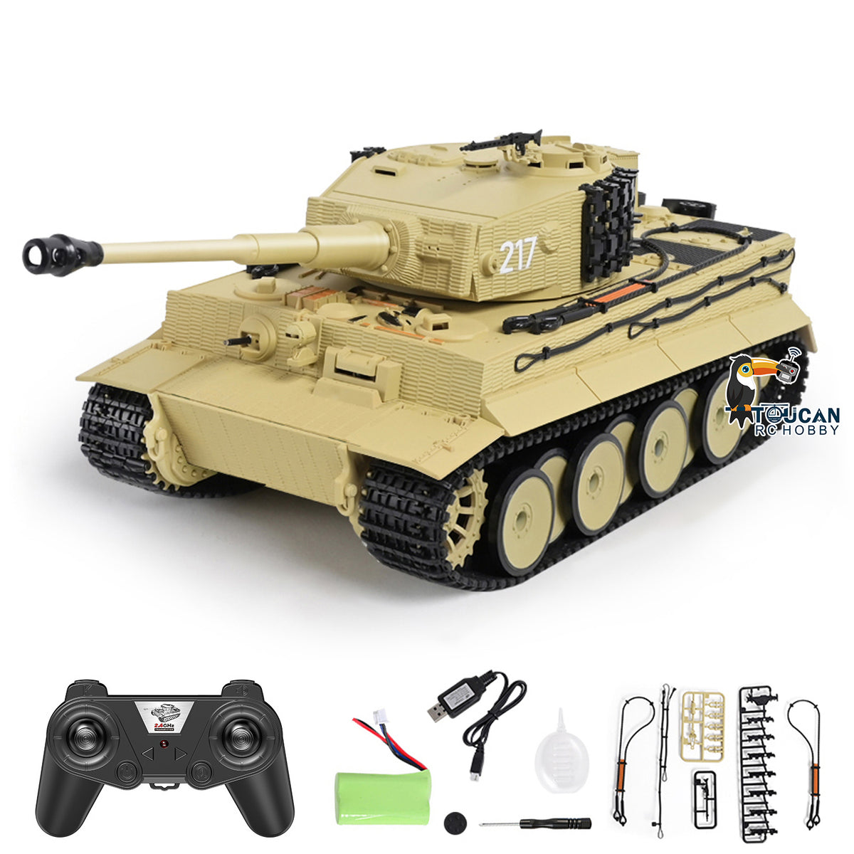 TOUCAN RC HOBBY HY Model 1/24 Plastic RC Tank German Tiger I Remote Control Tanks with Infrared Battle Simulated Smoke LED Lights Sound Recoil Effects