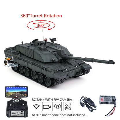 TOUCAN RC HOBBY Heng Long 1/16 TK7.0 Customize 3908 Challenger II RTR RC Tank FPV 360 Degrees Turret IR BB Smoke Metal Tracks Road Drive Idler Wheels