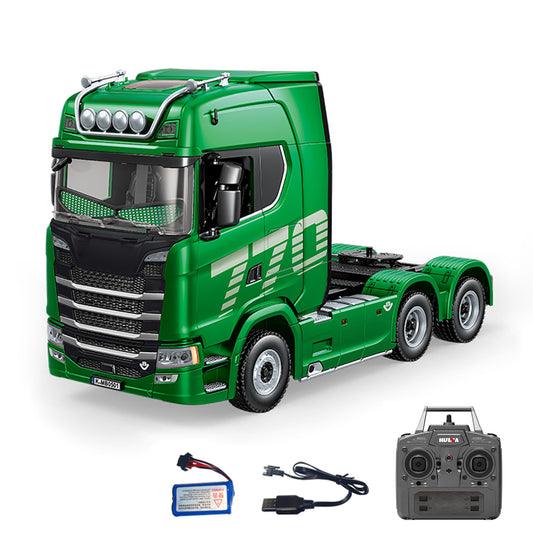 RTR HUINA 1/18 Remote Control Tractor Truck SC 770S 1501 6X4 RC Lorry Car Lights Sound System Demon Eyes Assembled Model