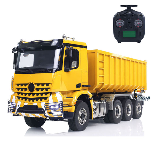 1/14 8x8 RC Hydraulic Dumper Car Roll Off Full Dump Rear Axle Steering with U-shaped High Short Standard Bucket Timber Flatbed