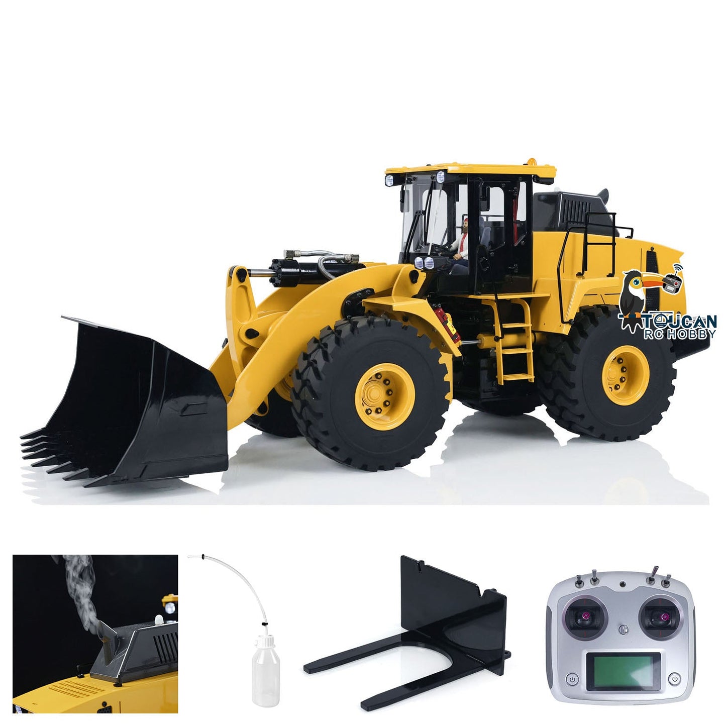 1/14 Scale Metal 470 Hydraulic RC Heavy-duty Loader Radio Control Construction Vehicle Smoke Sound Light Painted Assembled Wheel Loader Model
