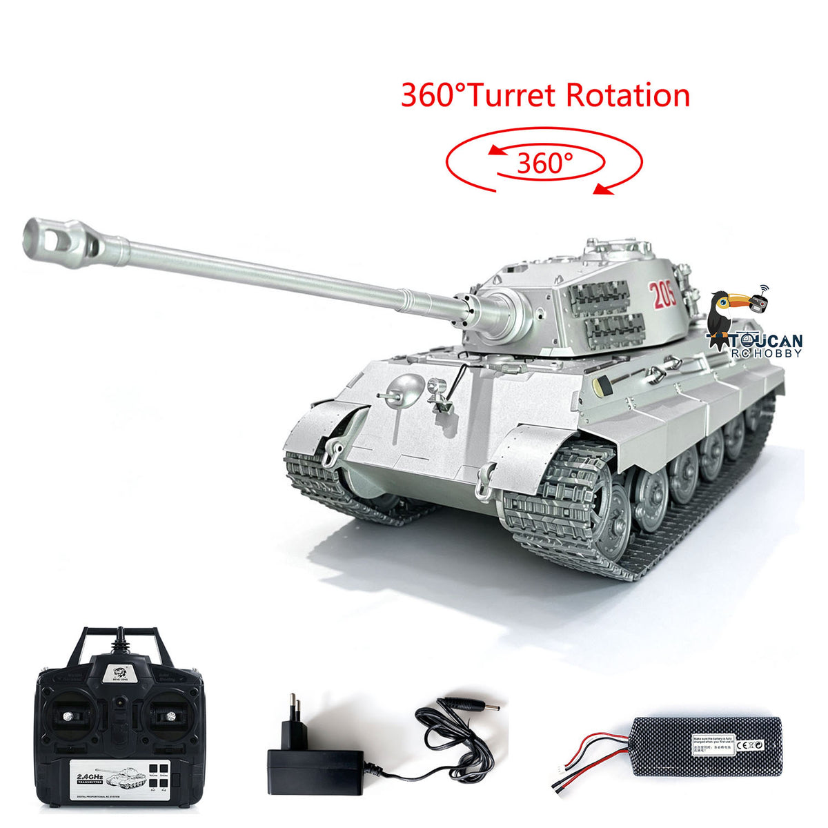 Heng Long 1/16 RC Tank King Tiger 3888 - Metal Track & Chassis RTR BB Firing