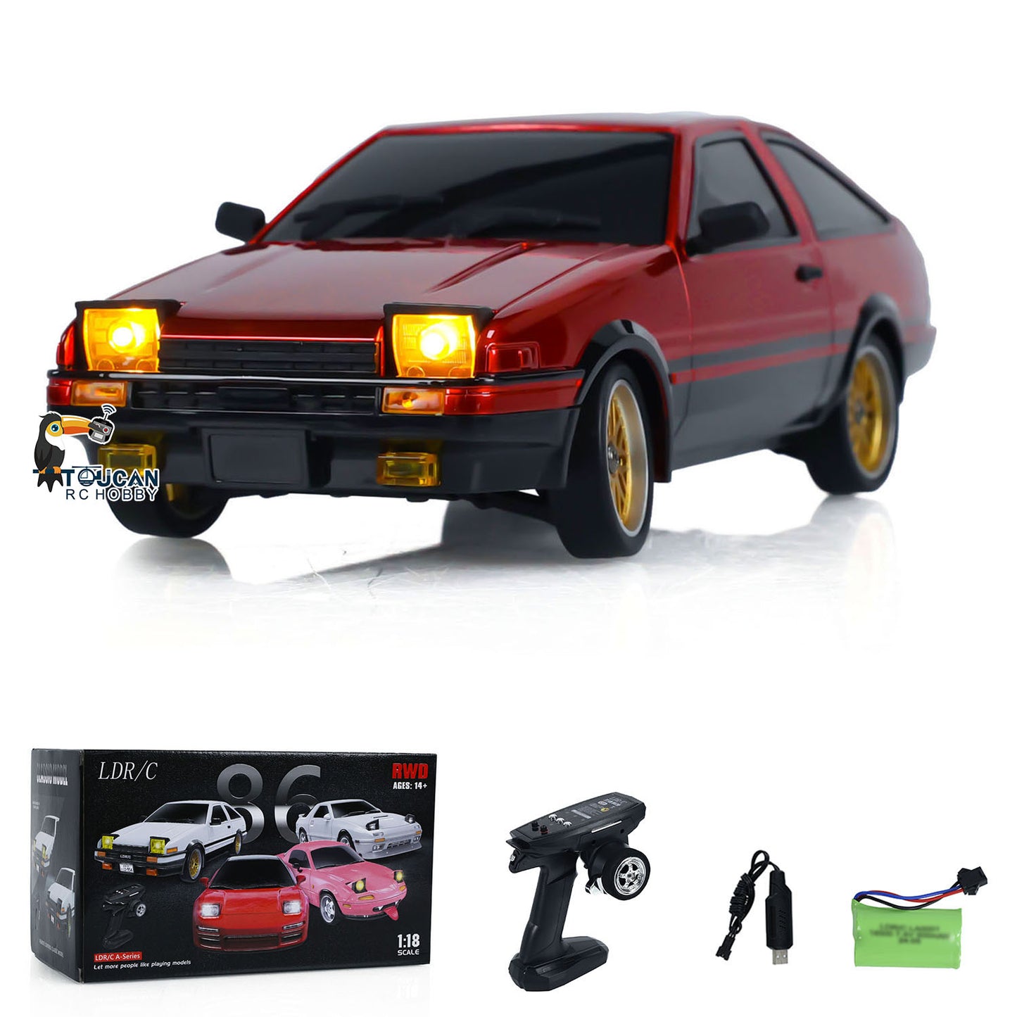 In Stock LDRC LD1801 1/18 Scale RC Drift Car RWD AE86 Racing Vehicles Flip Light Gyroscope High Speed DIY Model Ready to Run