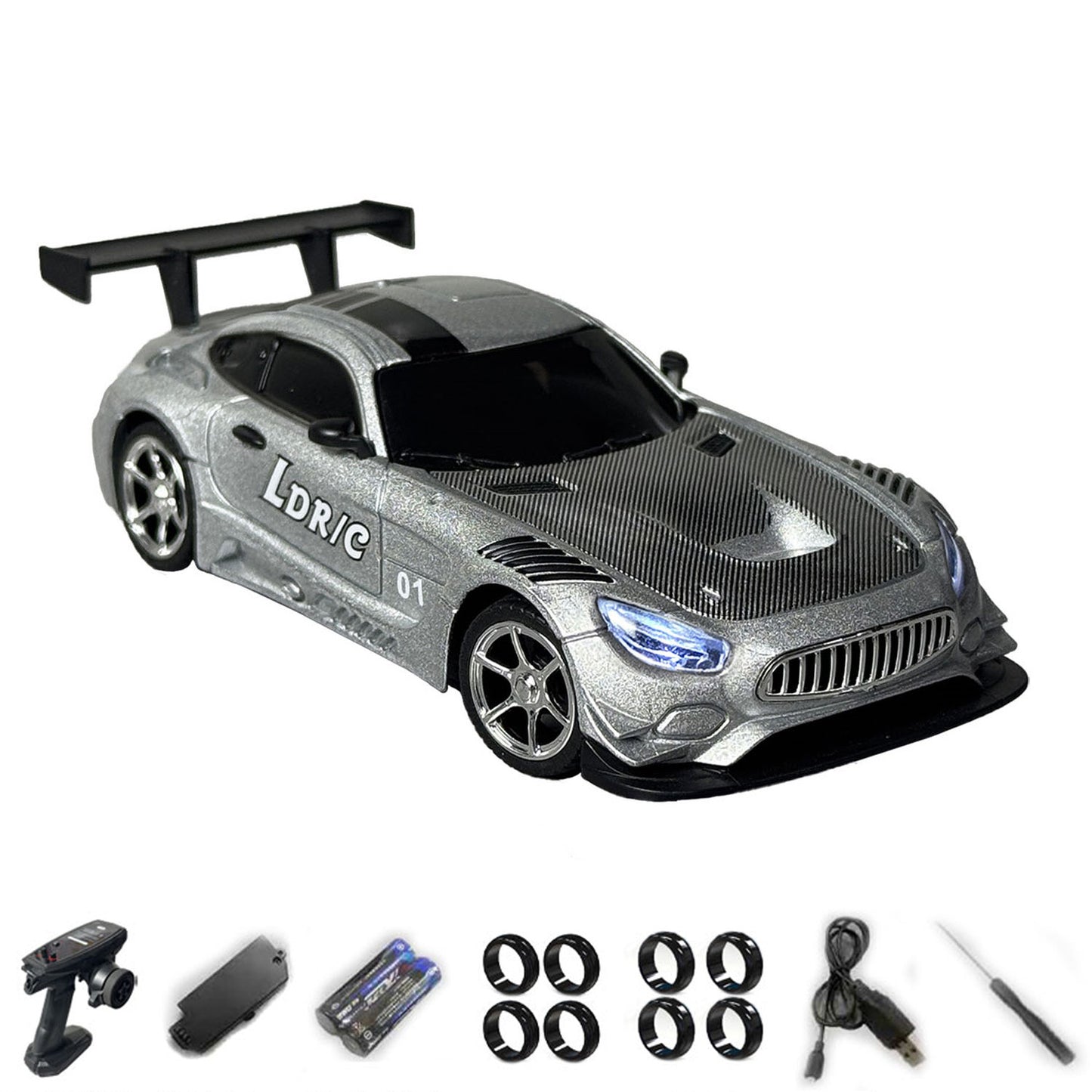 LDRC LD4301 1/43 Radio Control Drifting Car 4X4 RC Racing Vehicle Model Metal Body Shell 2Speed LED Lights No Sound System