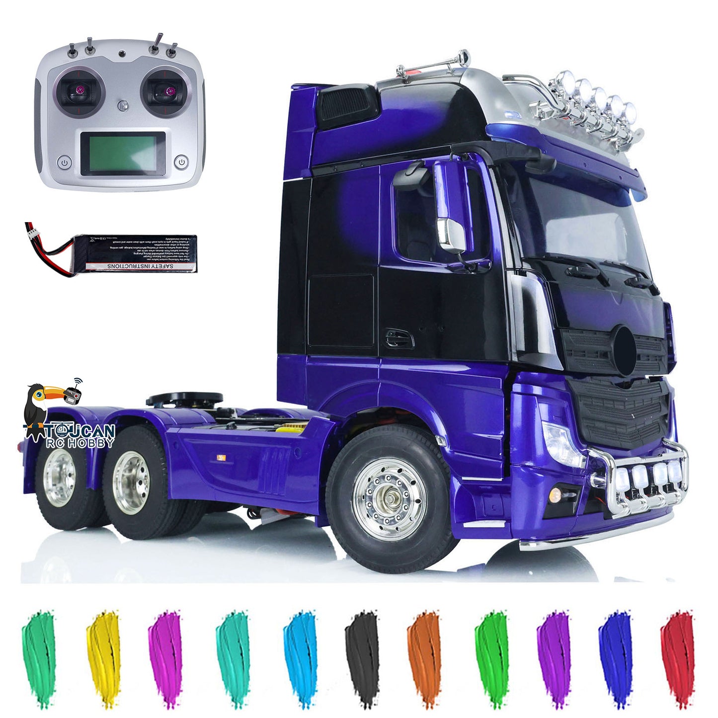 1/14 Three Axles RC Tractor Truck 6x4 Painted Assembled Car Model Motor ESC Servo Sound Light Warning Light
