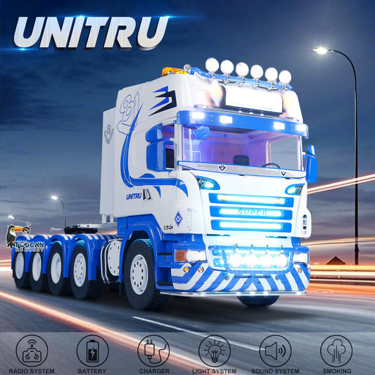 Unitru 04 10x10 Metal Chassis 3Speed 1/14 RC Tractor Truck RTR Remote Control Lorry Car Smoke Light Sound ST8 Radio Battery