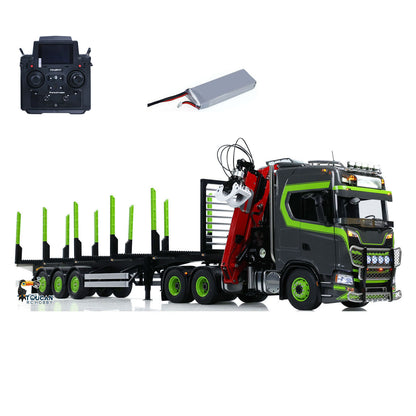 Toucan 6X6 Metal Chassis 1/14 Remote Control Tractor Truck 770S Hydraulic Crane Logging Trailer RC Electric Vehicle Model Light Sound