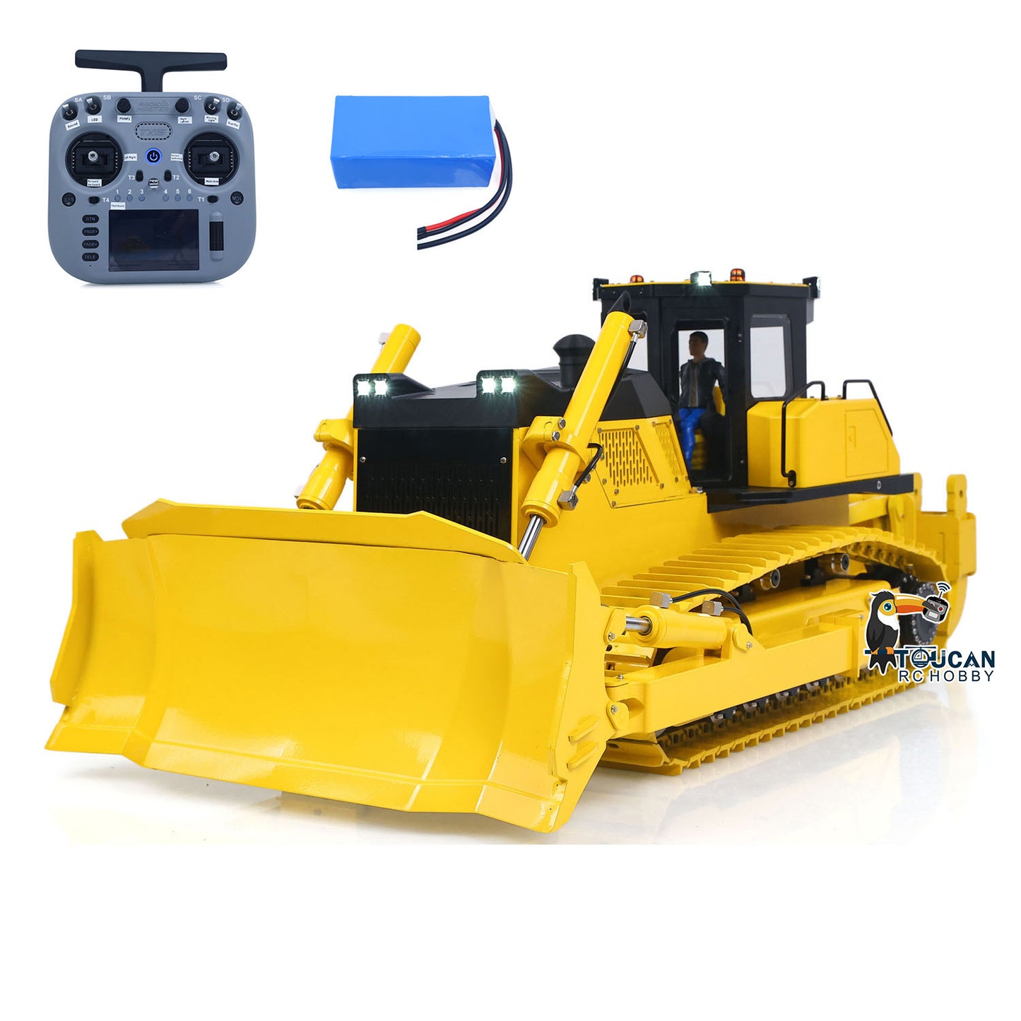 US Stock Metal 1/12 RC Hydraulic Bulldozer D155AX RTR Heavy Dozer Model 7 Way Valve 1.0L Oil Pump 5 Plows Radio Master TX15 Radio Battery