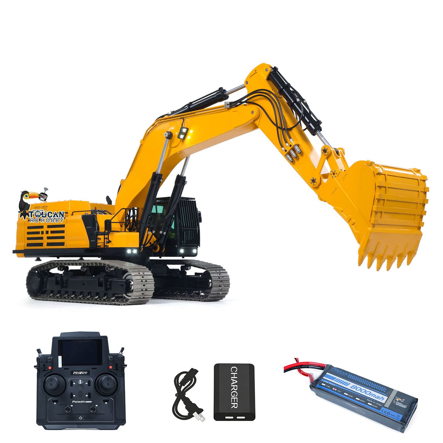 US Stock Toucanhobby 395F 1/12 RC Hydraulic Heavy Excavator Metal Remote Control Digger 3.0L Dual Pump Paladin PL18EV LITE Radio Light Sound Smoke