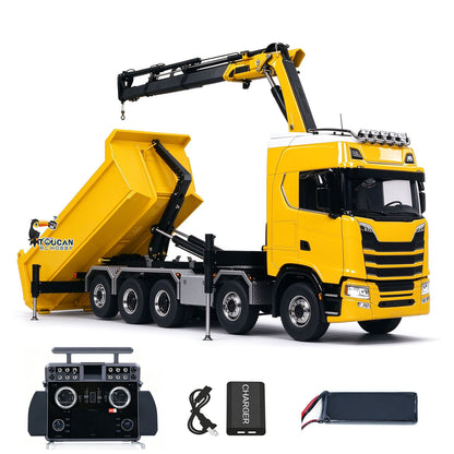 TOUCAN RC HOBBY LXY 770S 10x10 1/14 Hydraulic Crane Dump RC Tipper Car Metal Full Dump Truck RTR Battery Light Sound
