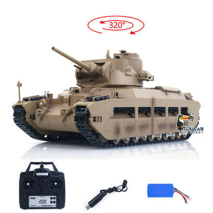 US Stock Tongde 1/16 Remote Control Military Tank Matilda III IV Turret Rotation 320 Degree IR Lights Sounds RC Electric Model Smoke Unit