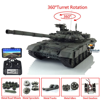 TOUCAN RC HOBBY Henglong 1/16 TK7.0 Profession 3938 Russian T90 RTR RC Tank FPV 360 Degrees Turret IR BB Smoke Metal Sprockets Idlers Road Wheels