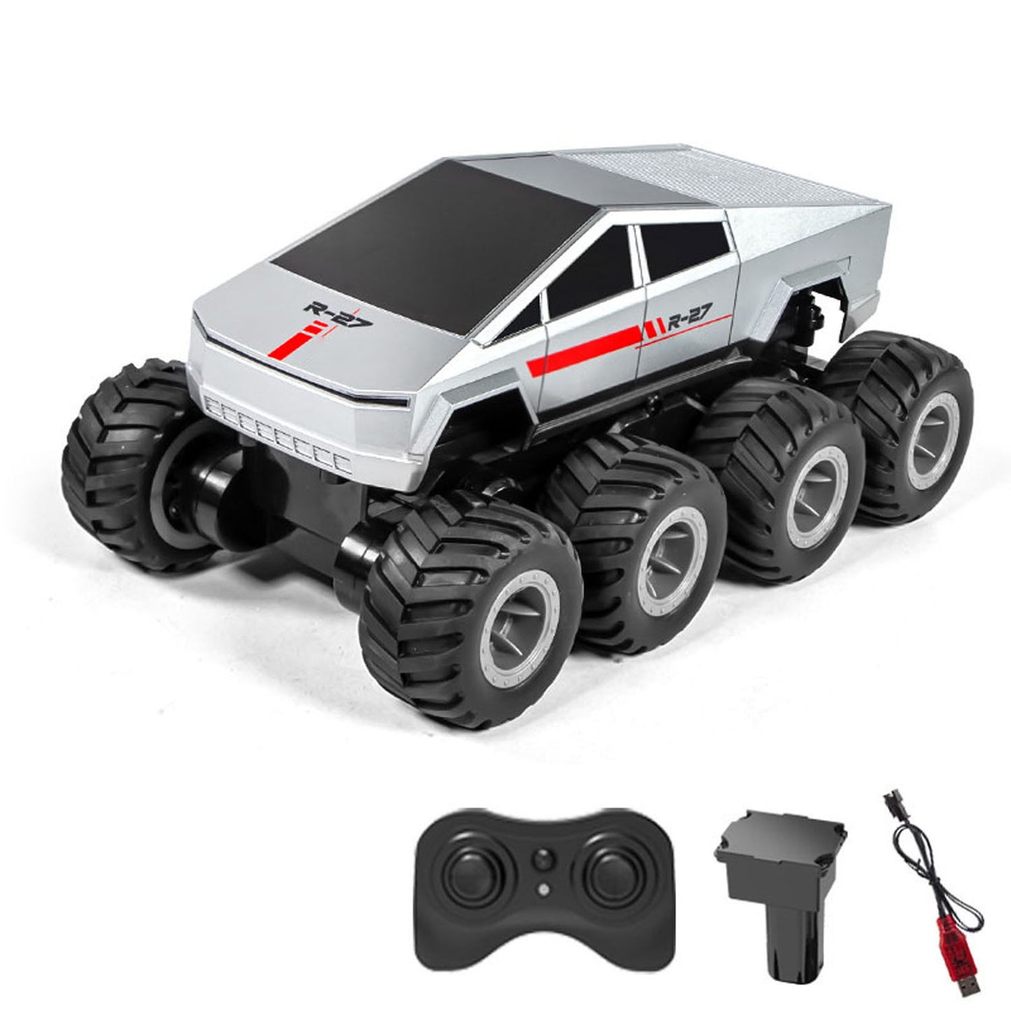 1/18 2.4G RC Pickup Truck Model Q218 8*8 Amphibious All Terrain Controlled Off Road Car Stunt Vehicle 360 Rotation RTR Battery