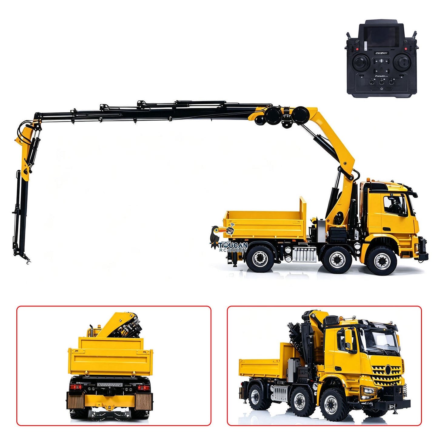 4151AK 1/14 Metal RC Agriculture Tractor Truck 6x6 Farm Lorry Hydraulic Crane Fly Jib Arm 3-Speed Gearbox Sound for Model Collector