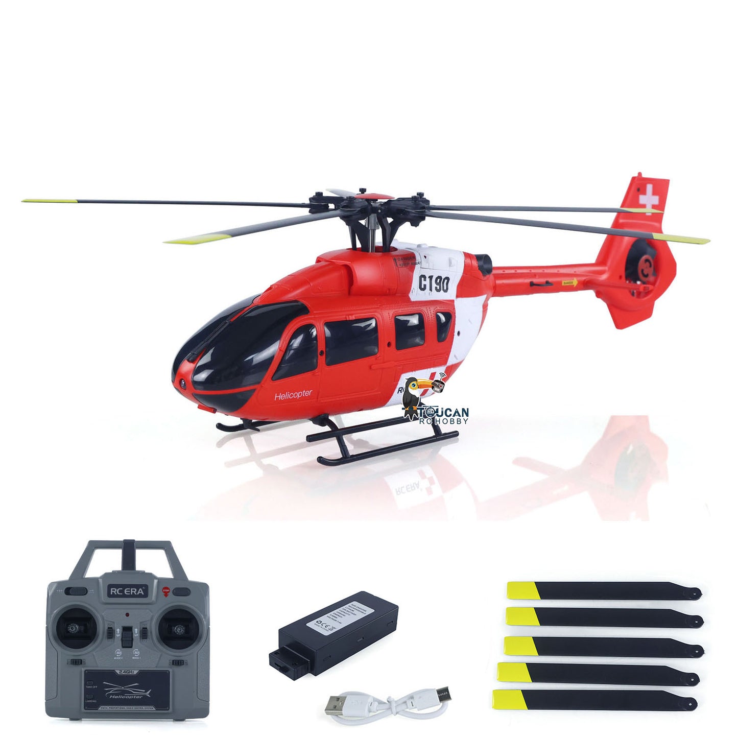 US Stock 1/30 RC ERA 2.4G 6CH Remote Control Helicopter C190 H145 6-Axis Gyro Optical Flow Localization Altitude Hold Flybarless RTF