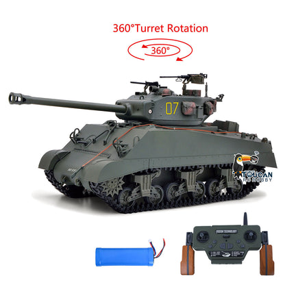 TOUCAN RC HOBBY HHRC Sherman M4A3 1/16 RC Tank Upgraded Side Skirts Infrared System Barrel Elevation Smoke Unit Metal Chassis Gearbox 360 Degrees Turret