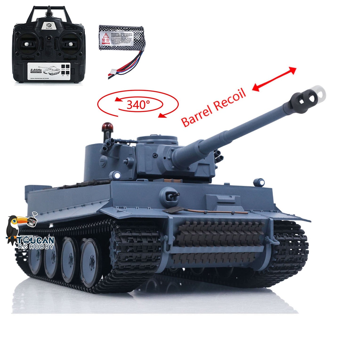 TOUCAN RC HOBBY Henglong 1/16 TK7.0 Plastic German Tiger I RTR RC Tank 3818 Infrared Combat BB Sounds Lights Smoke Model Metal Barrel Recoil