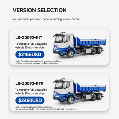TOUCAN RC HOBBY LESU Z0092 1/14 6x6 RC Hydraulic Roll Off Dump Truck with Telescopic Hook Lift Metal Chassis 3 Speed Gearbox Light Sound System