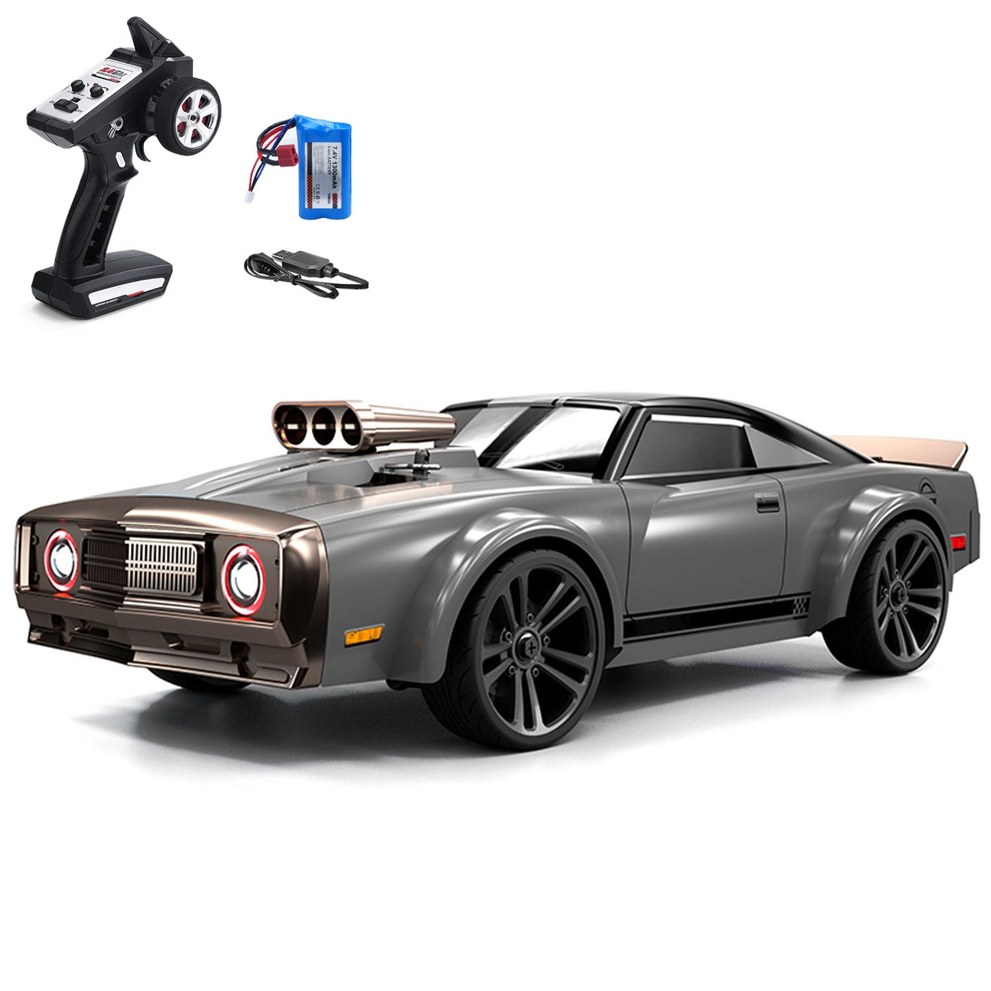 1/16 2.4GHz Remote Control High Speed Drift Car 35km/h 4*4 RC Muscle Car Q142 3Speed RTR Vehicle Brushed Motor LED Angel Eyes