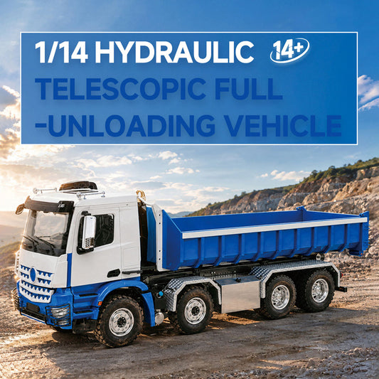 TOUCAN RC HOBBY LESU Z0088 1/14 8x8 Metal Roll Off RC Hydraulic Dump Truck with Folding Hook Lift 3 Speed Transmission Differential Lock Sound Light