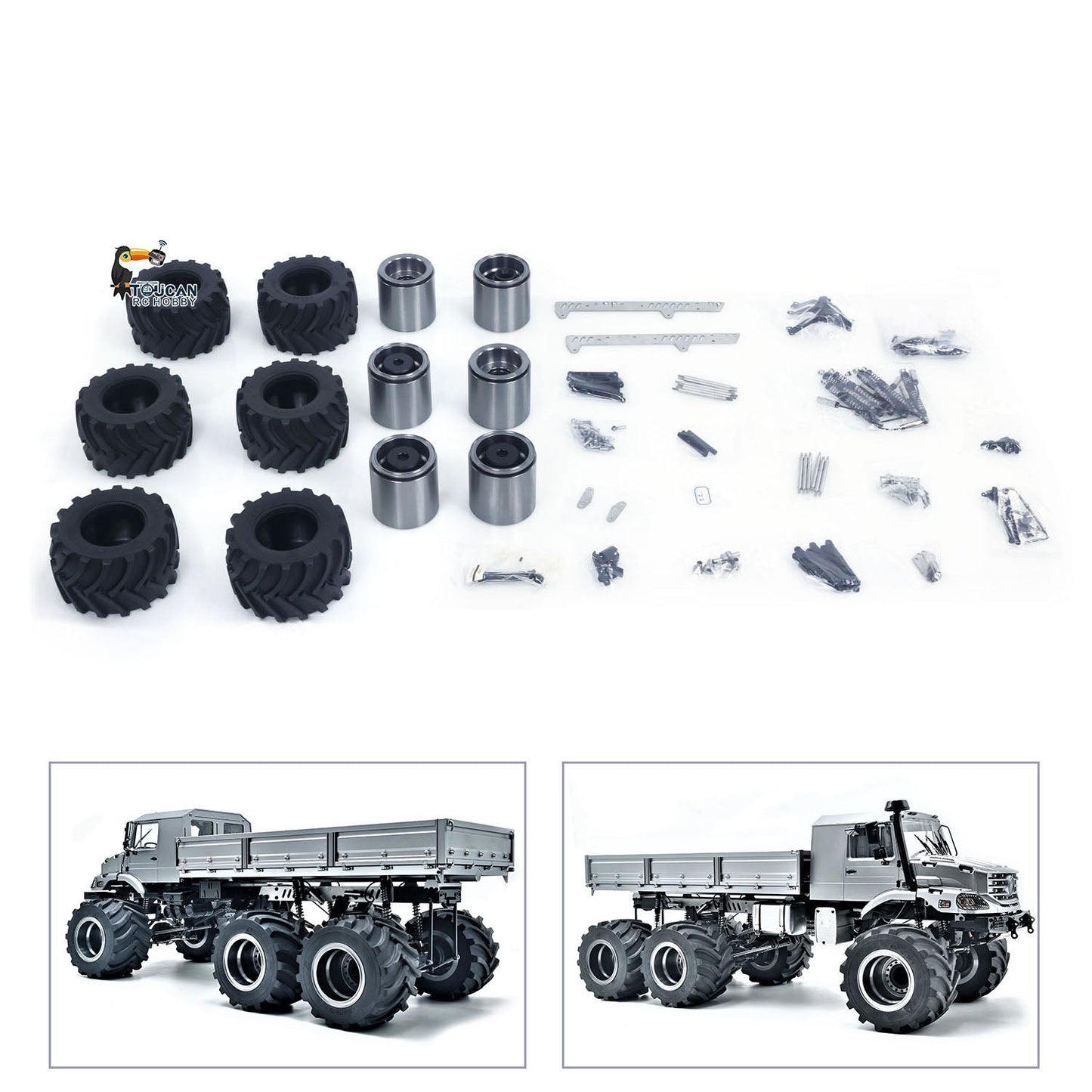 JDModel Metal Realistic Tail Beam with Rear Hook/Wheel Hub Suspension Set of 1/14 Remote Control Tractor Truck Upgraded Parts