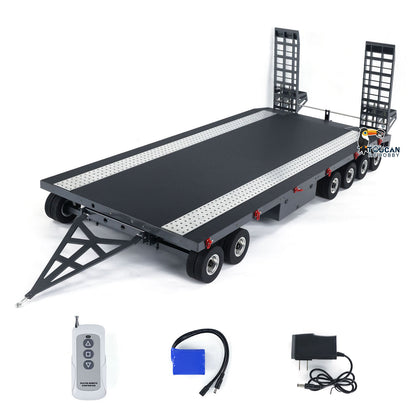 Metal 6 Axles Full Trailer Painted for 1/10 1/8 1/7 RC Car 1/14 1/12 Hydraulic Trucks Remote Construction Vehicles DIY Model