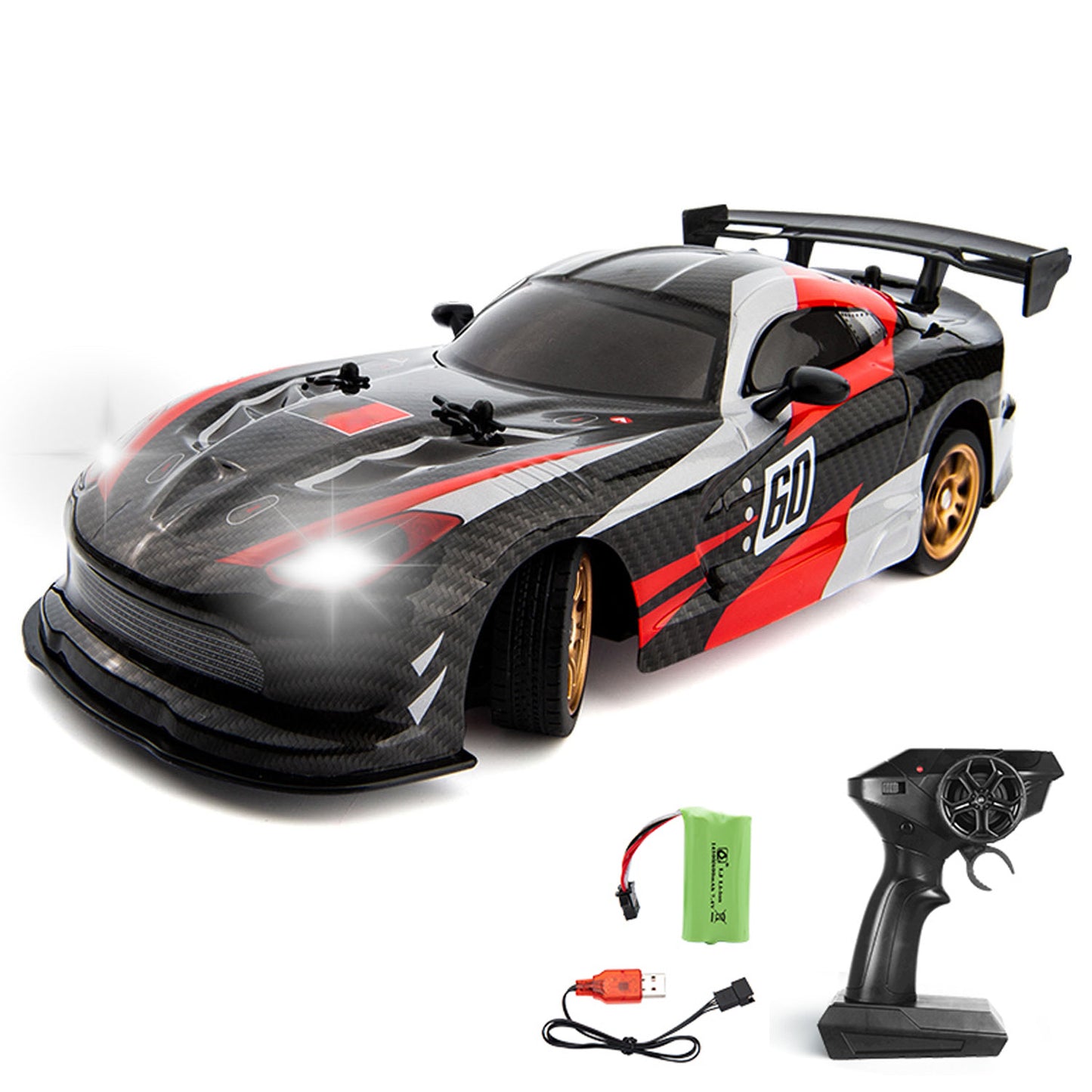 Plastic 1/16 Remote Control Four Wheel Drive Drift Car Q116 360 Drifting RC Racing Vehicle 370 Brushed Motor Lights Battery RTR