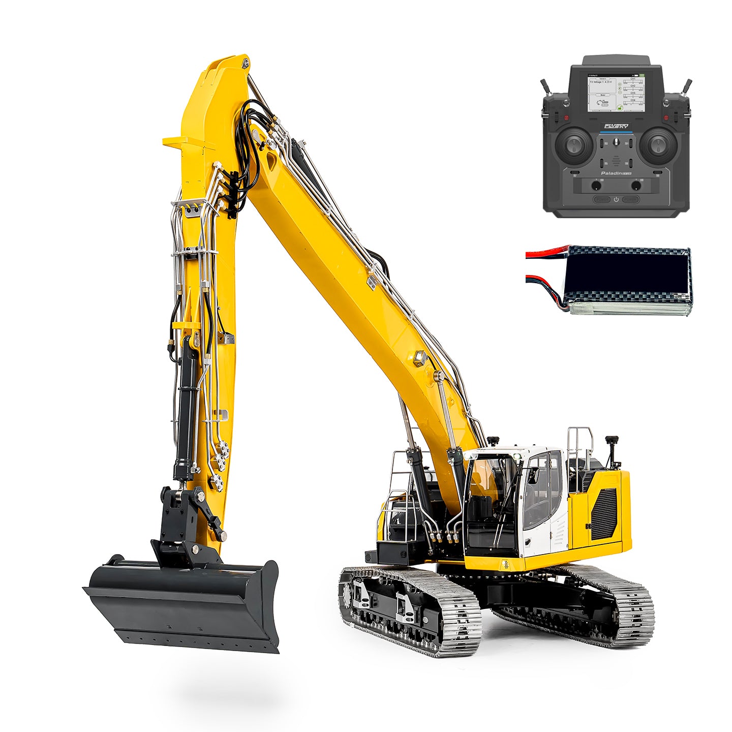 LESU 1/14 Metal RC Excavator AOUE LR945 Long-reach Hydraulic Digger Radio Control Construction Vehicles CNC Light 7CH Valve PL18EV LITE