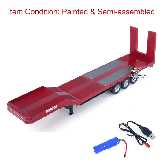 US Stock 3 Axle Plastic Semi Trailer Flatbed 1502 for 1/18 Remote Control Tractor Truck HUINA 1501 RC Lorry Car Model Upgrade Parts