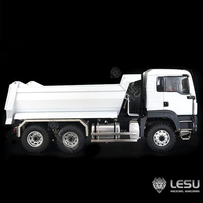 IN STOCK LESU Metal 1/14 6*6 Front Cylinder Hydraulic Dumper Truck Tipper Sound LED Light Motor Battery & Radio System & Charger