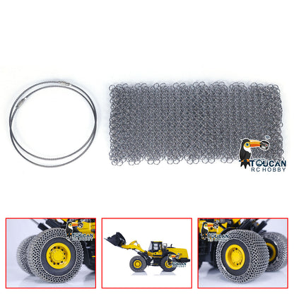 US STOCK Metal Tyre Chain for 1/14 K988 RC Hydraulic Loader Remote Controlled Construction Vehicle Trucks DIY Parts